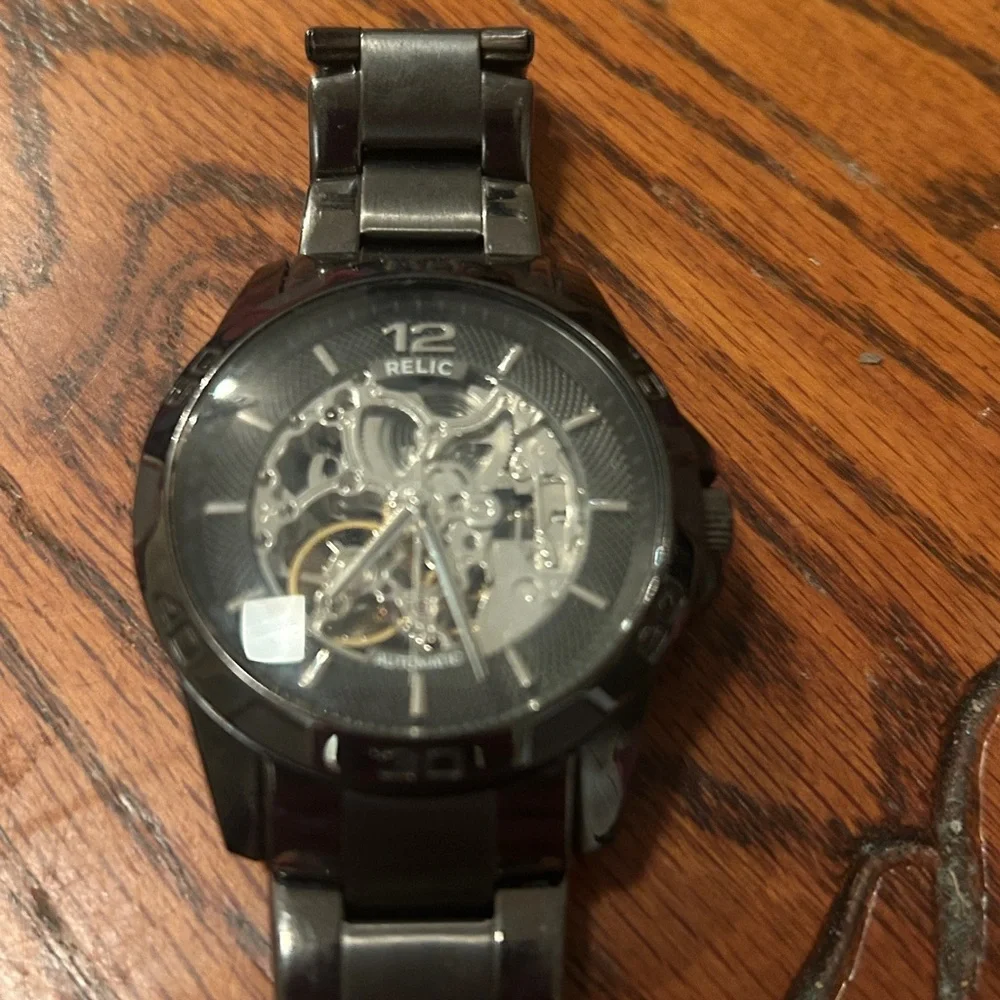 Relic Black Skeleton Dial Watch for men - Picture 6 of 6